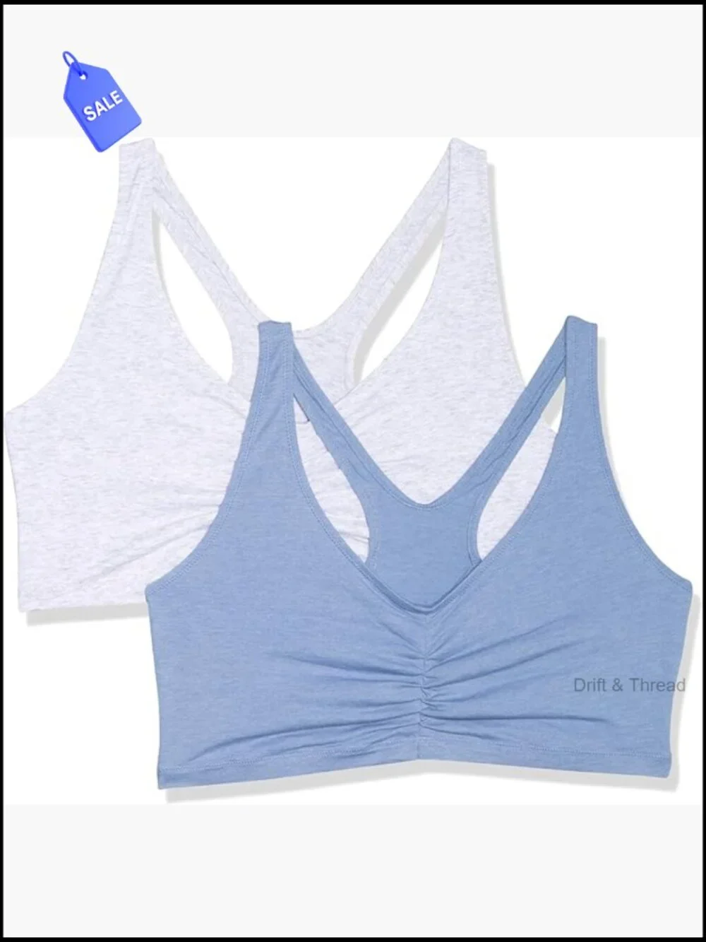 Wireless Pullover Bra Pack, Low-Impact Racerback, Cotton Blend, 2-Pack